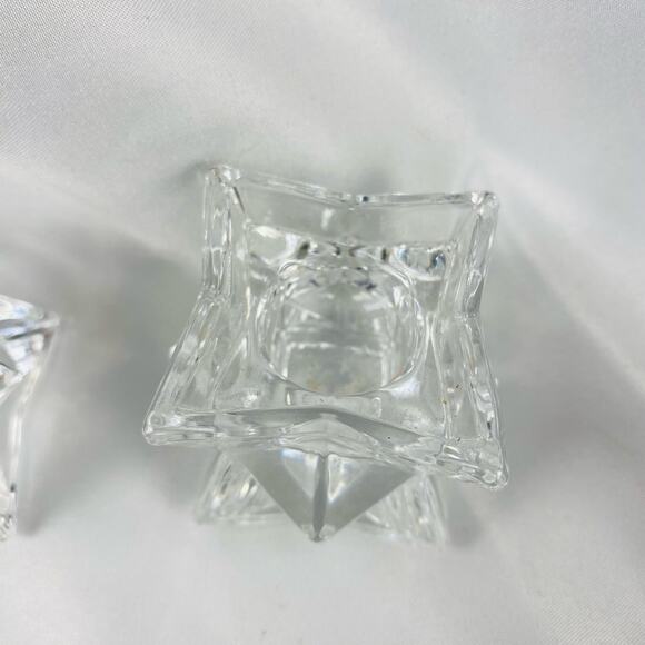 DePlomb Vintage Crystal Short Art Deco Candlestick Holders Set of 2 - Picture 3 of 4